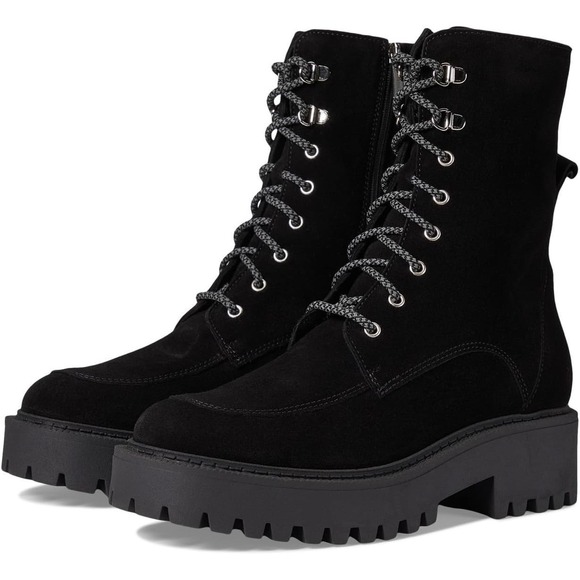 La Canadienne Nila Black Suede Waterproof Platform Lace Combat Ankle Boots US 9 - Picture 2 of 14